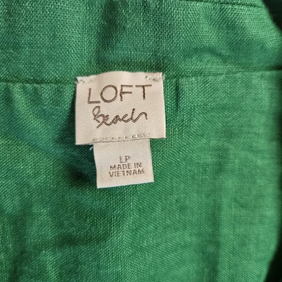 Loft Beach 100% Linen Green Button Up Womens LP - Picture 3 of 10